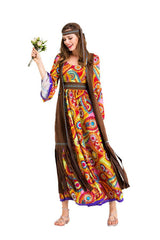 70s Hippie Costume Long Dress For Adult