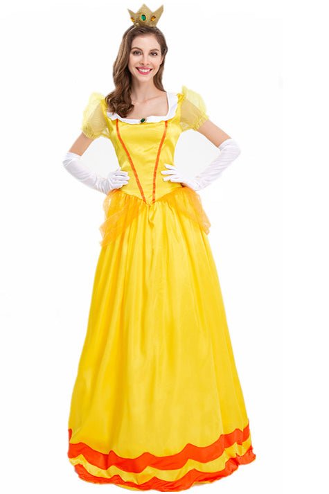 Adult Princess Daisy Costume with Gloves and Crown