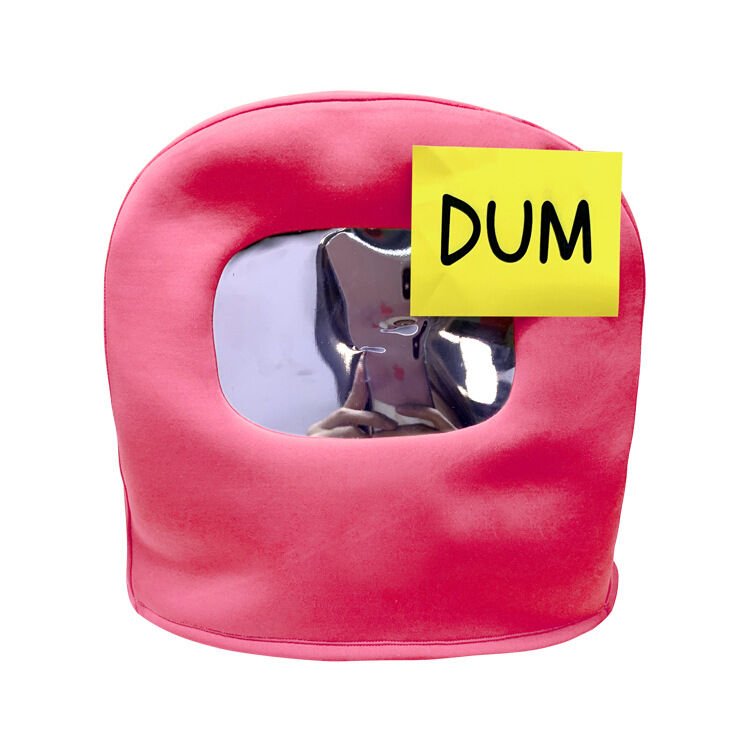 Among Us Helmet Costume with Dum Sticky Note Hat