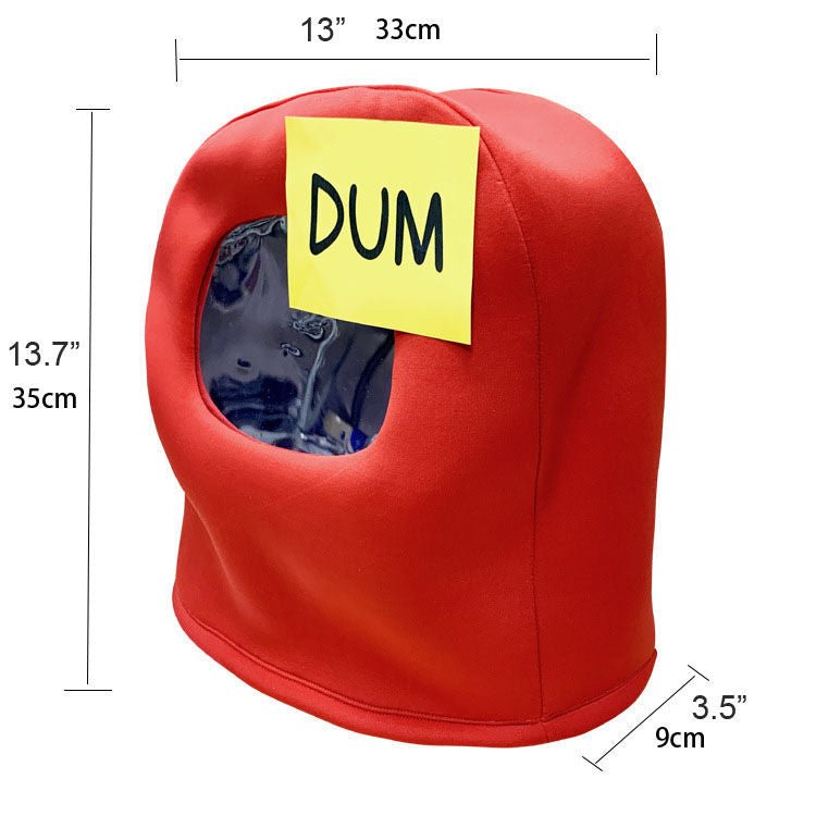 Among Us Helmet Costume with Dum Sticky Note Hat