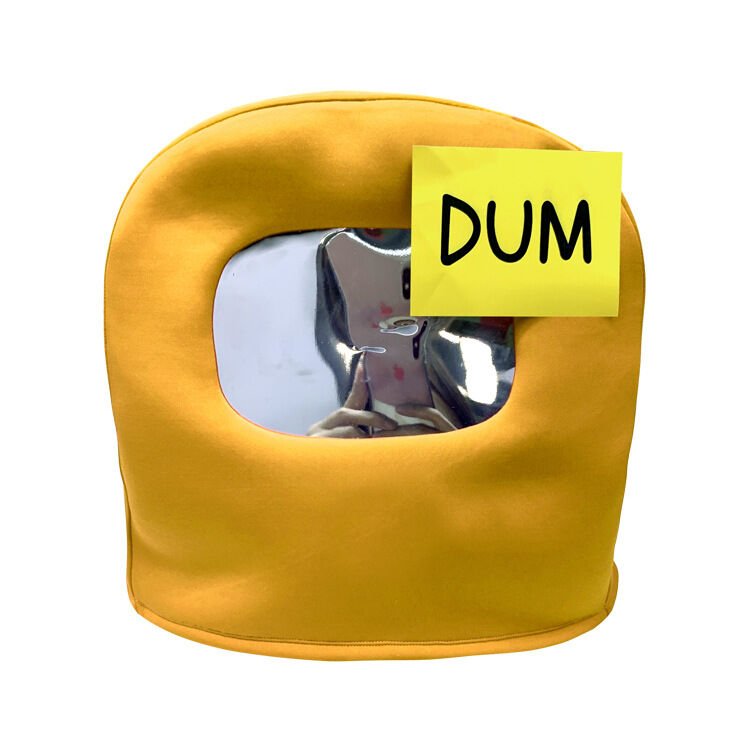 Among Us Helmet Costume with Dum Sticky Note Hat