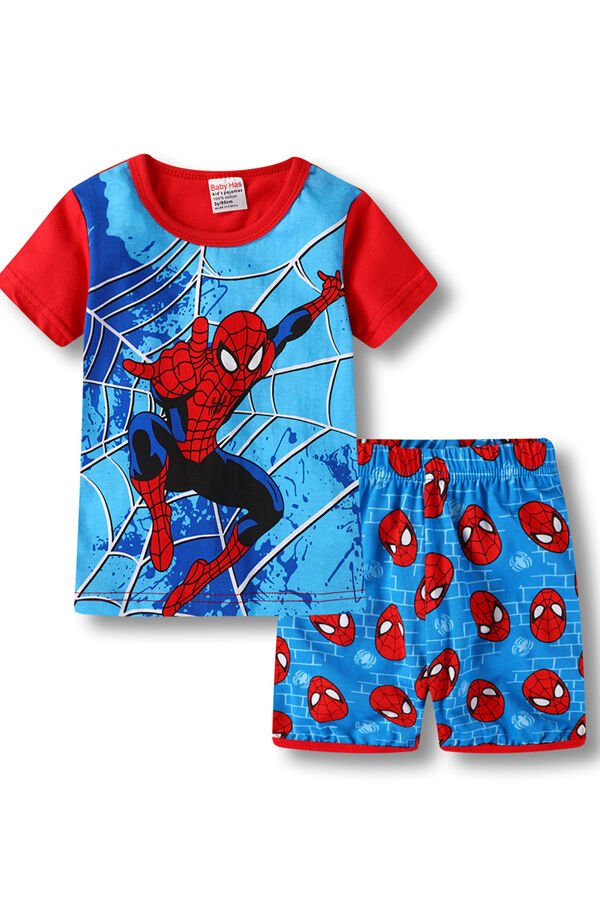 Boys Spiderman Pajamas Short Sleeve