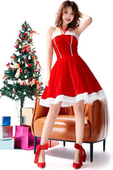 Christmas Red Dress Rabbit Ear Cloak Costume for Women