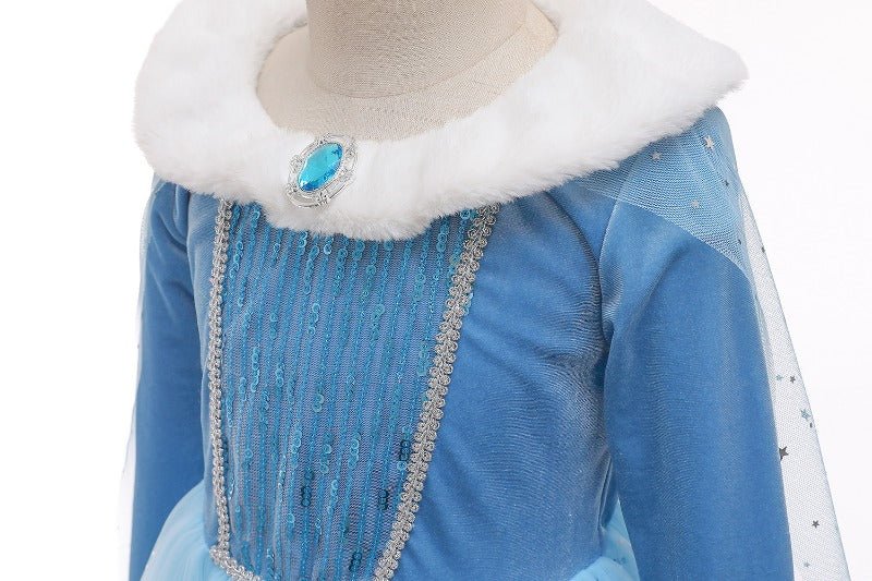 Elsa Dress with Furry Collar