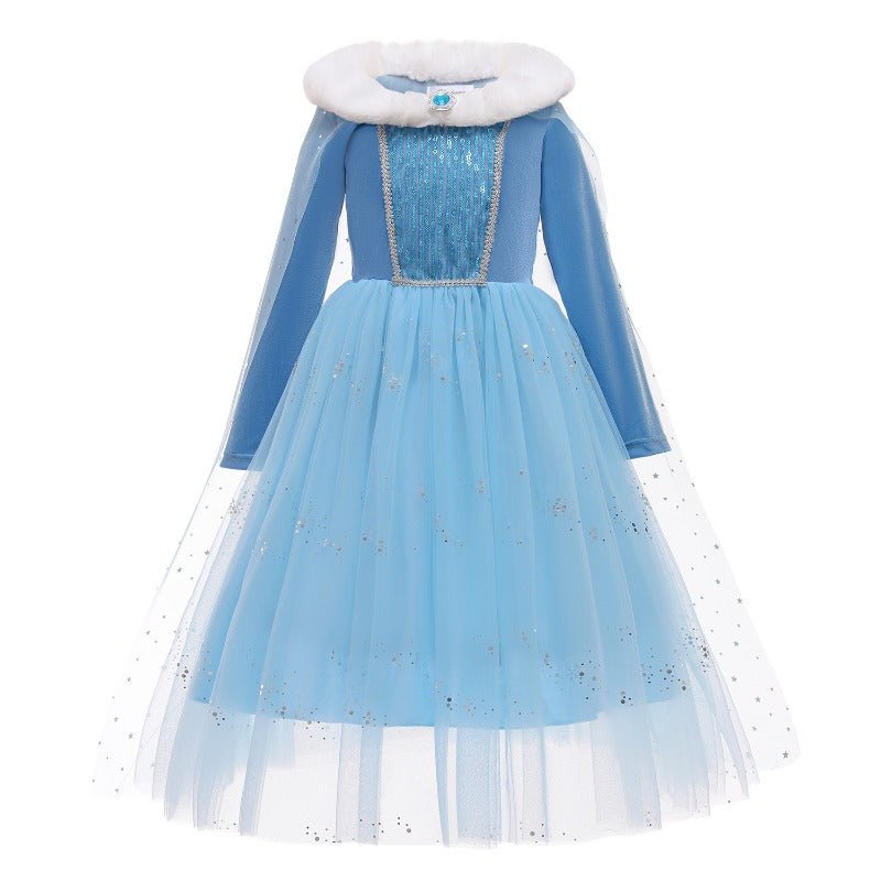 Elsa Dress with Furry Collar