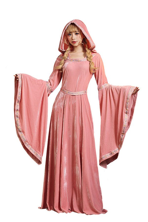 European Medieval Court Dress for Adults, Flared Sleeves Halloween Costume