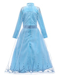 Frozen Elsa Dress for Toddlers and Kids, Blue Long Sleeve