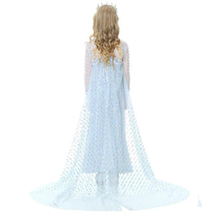 Frozen Elsa White Long Sequin Dress with Cape For Toddler and Girls