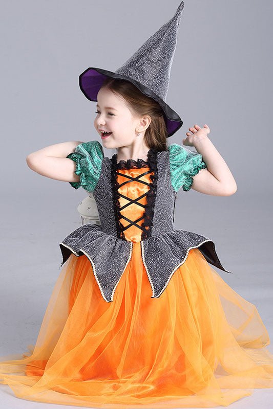 Girl's Pumpkin Witch Dress Costume