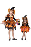 Girl's Pumpkin Witch Glittery Skirt Costume