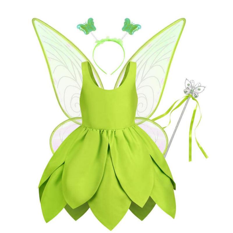 Green Tinker Bell Dress with Wings for Toddlers and Girls