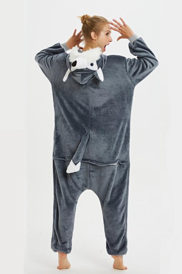 Grey Husky Onesie Costume Men Kids