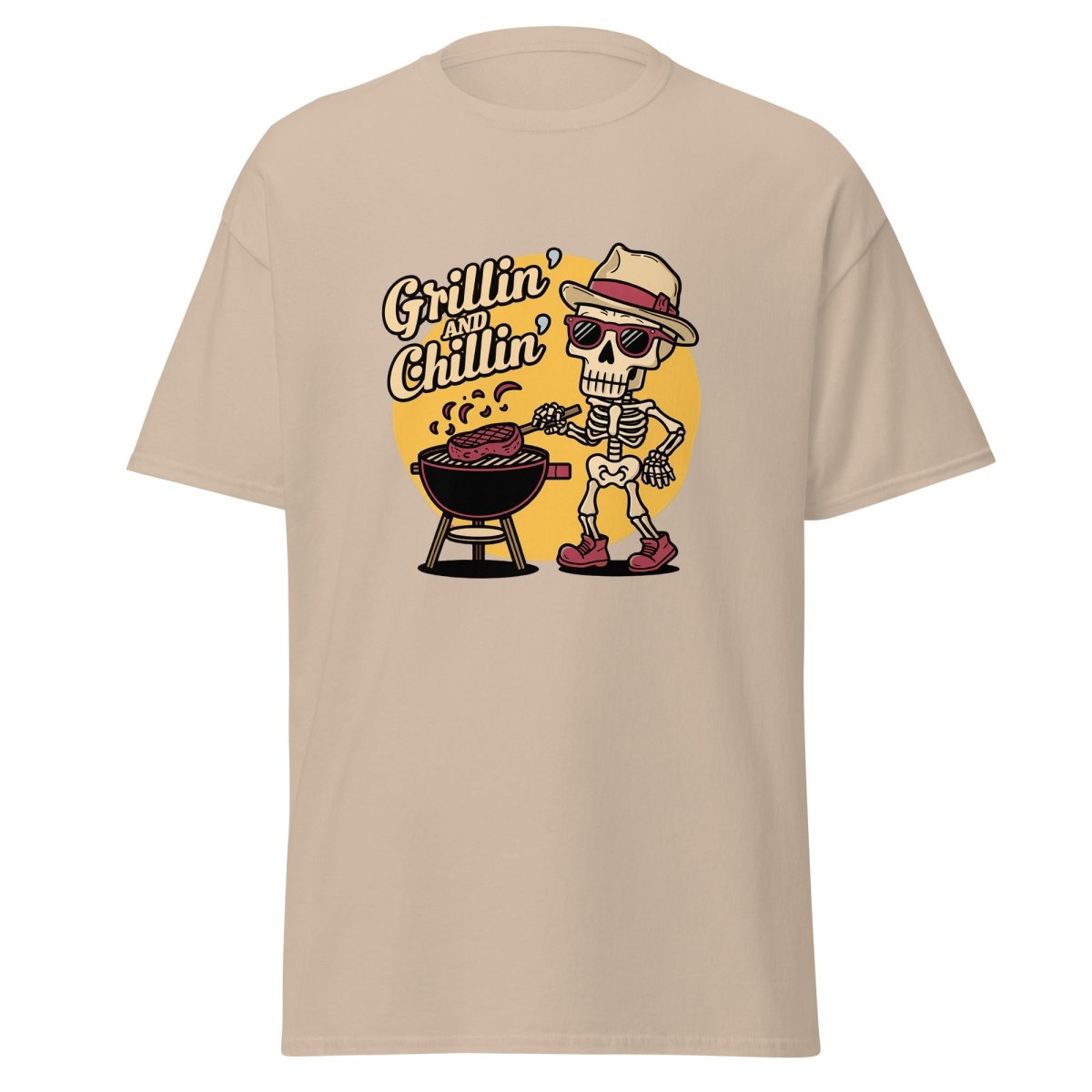 Grillin' And Chillin' Skeleton Halloween T Shirt, Unisex