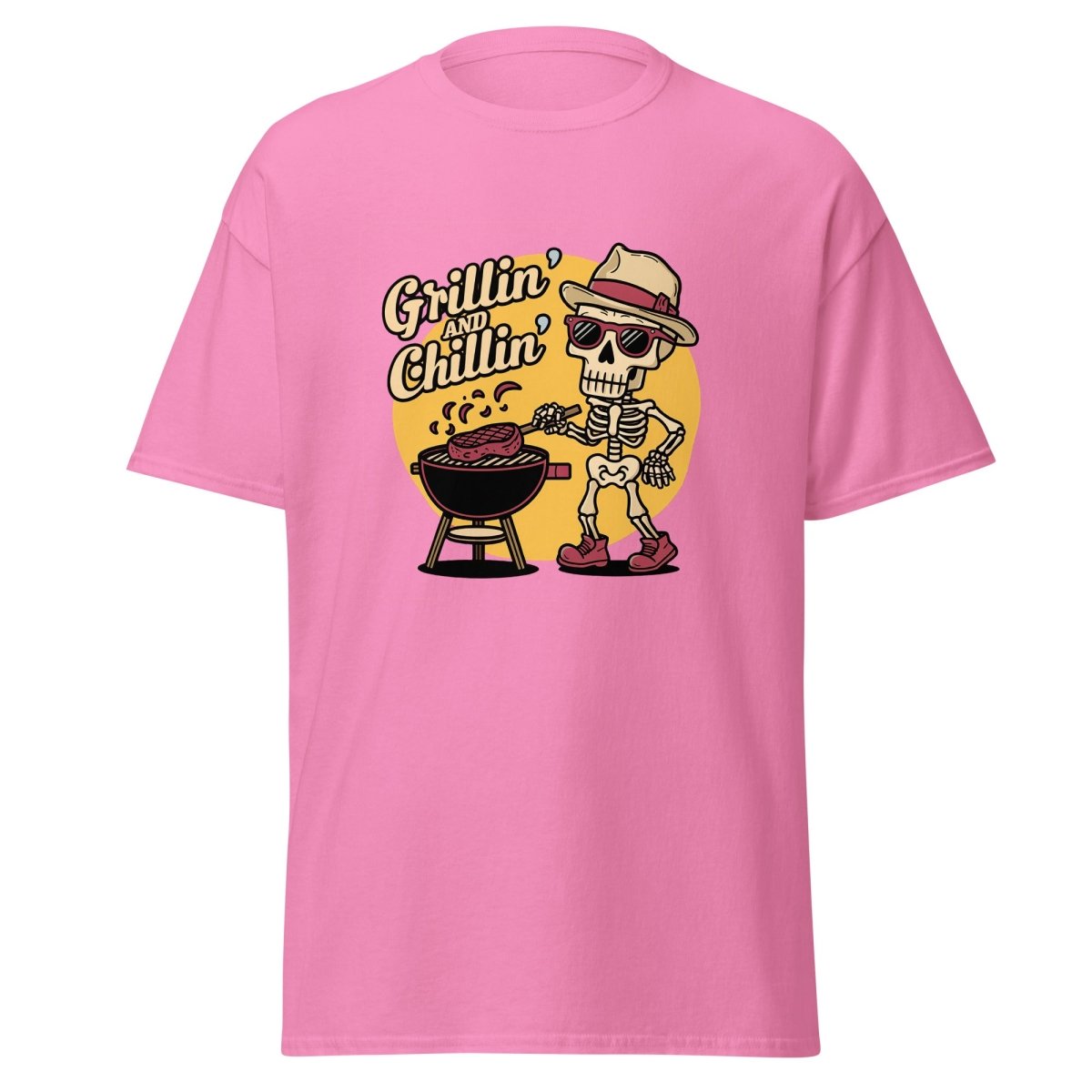 Grillin' And Chillin' Skeleton Halloween T Shirt, Unisex