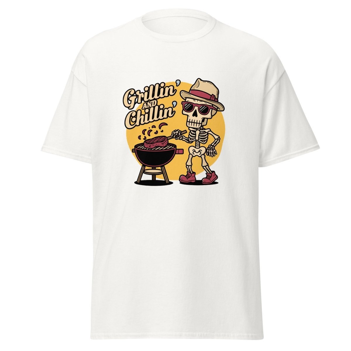 Grillin' And Chillin' Skeleton Halloween T Shirt, Unisex