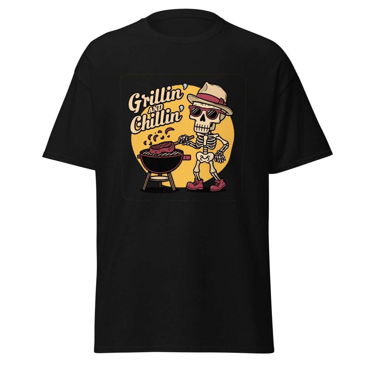 Grillin' And Chillin' Skeleton Halloween T Shirt, Unisex