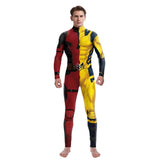 Half Deadpool Half Wolverine Bodysuit