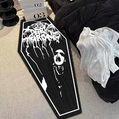 Halloween Skeleton Rugs. Goth Mat. Coffin Shape.