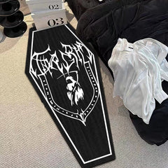 Halloween Skeleton Rugs. Goth Mat. Coffin Shape.