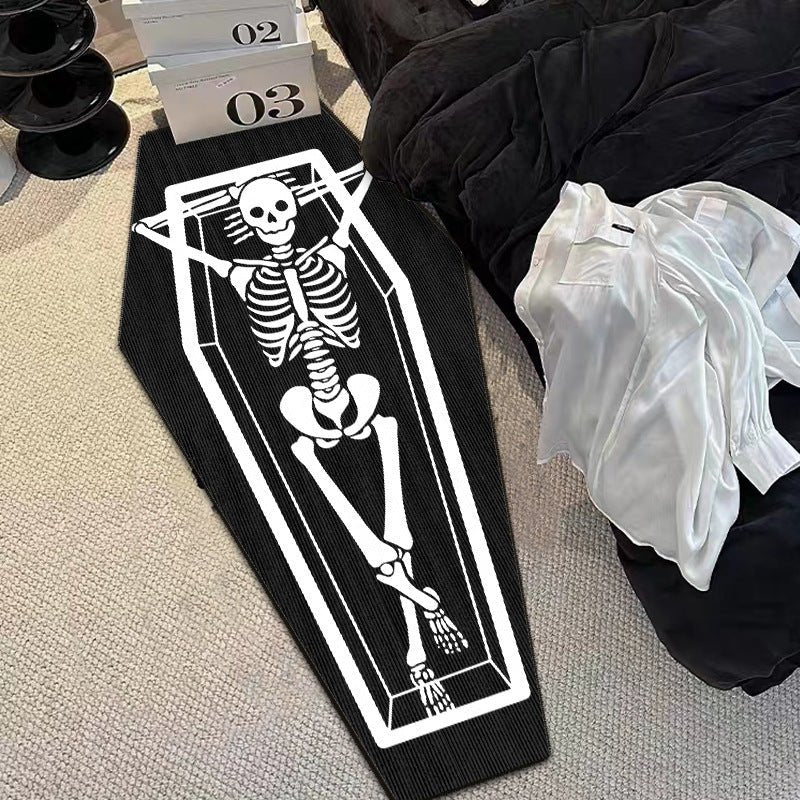 Halloween Skeleton Rugs. Goth Mat. Coffin Shape.