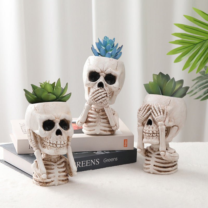 Halloween Skull Flower Pot Decoration.3pcs