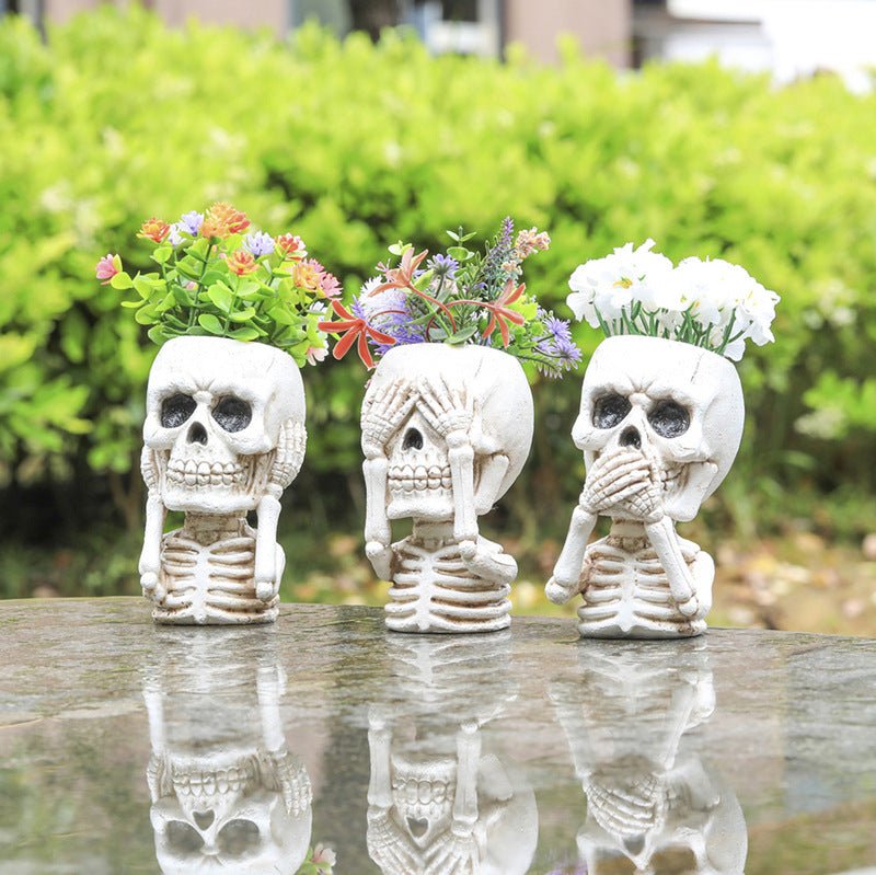 Halloween Skull Flower Pot Decoration.3pcs