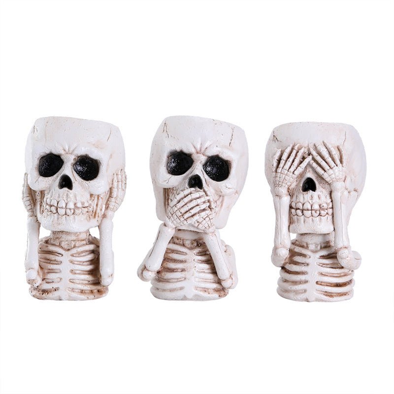 Halloween Skull Flower Pot Decoration.3pcs