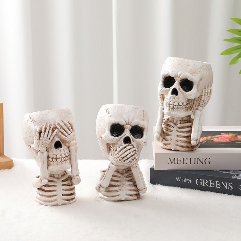 Halloween Skull Flower Pot Decoration.3pcs