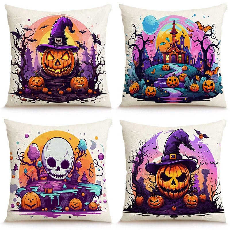 Halloween Vibrant Cushion Covers, 4pcs