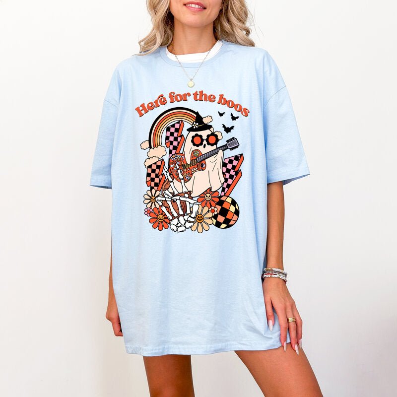 Here for the Boos, Halloween Hippie T Shirt for Women