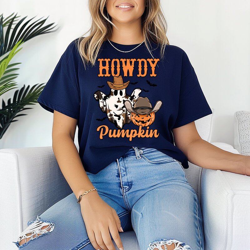 Howdy Pumpkin, Halloween T Shirt for Women