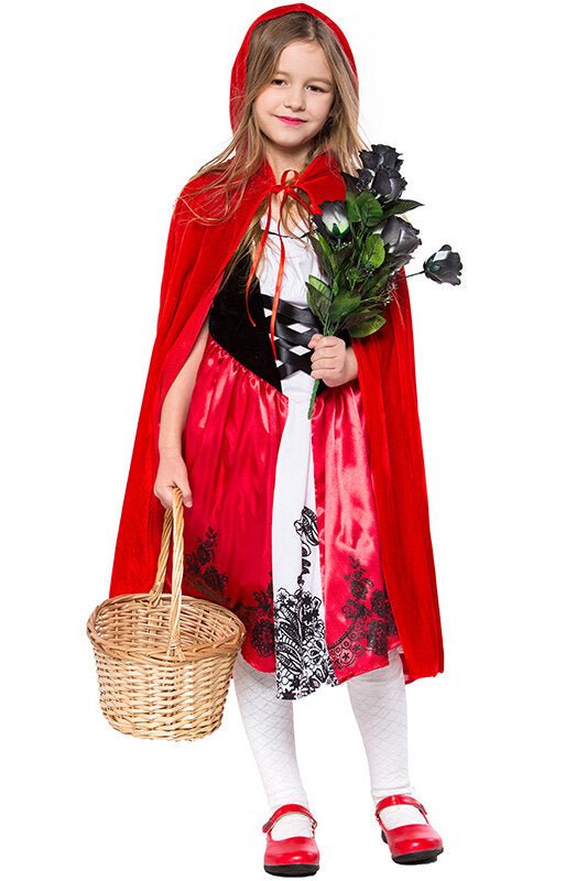 Kid's Little Red Riding Hood Costume. Dress and Cape