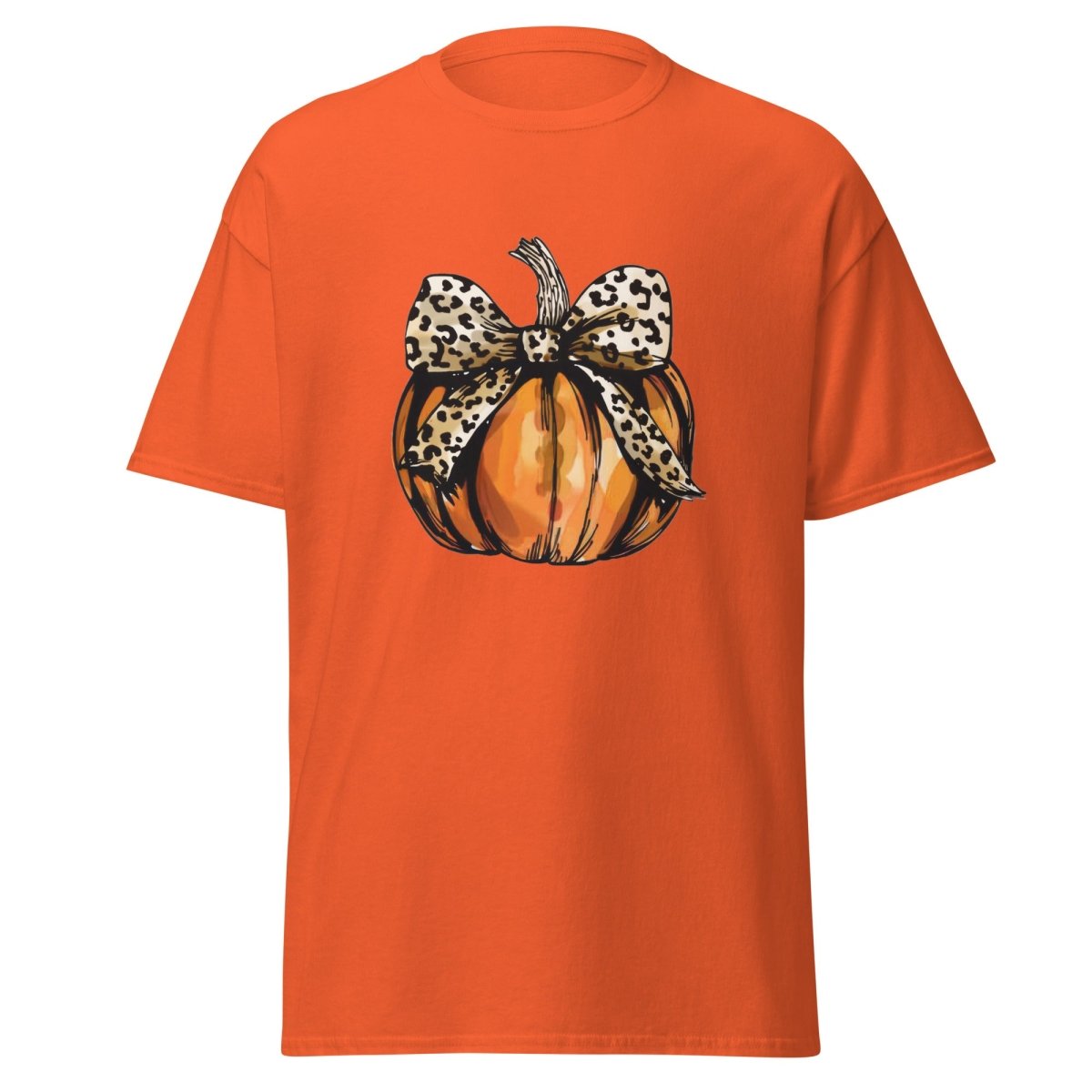 Leopard Print Pumpkin Halloween T Shirt for Women