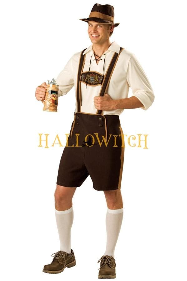 Men's German Beer Fest Oktoberfest Lederhosen Kostüm, Traditional Bavarian Adult Costume