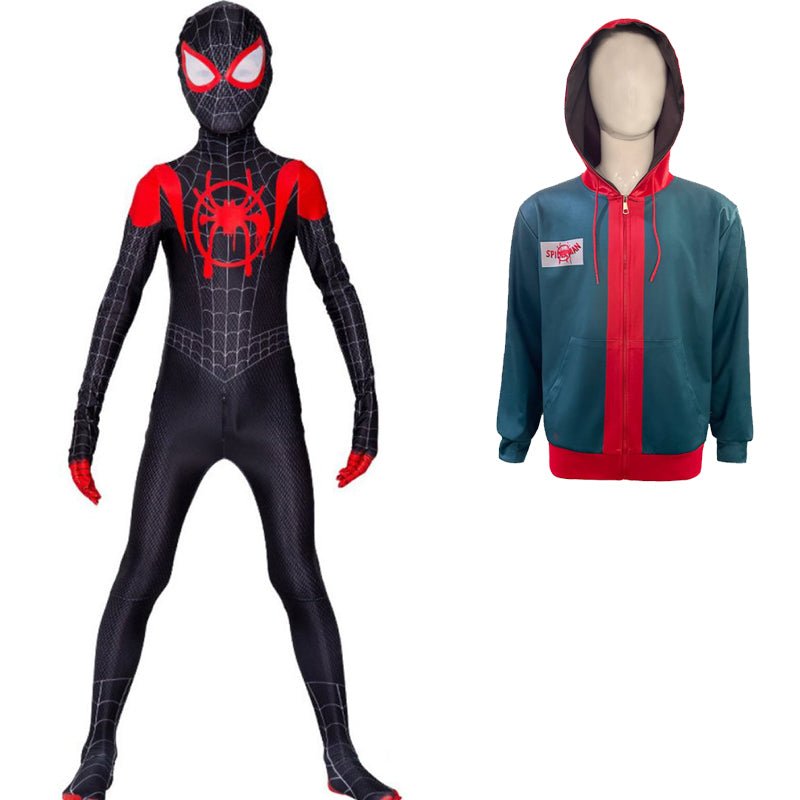 Miles Morales Costume for Kids and Men, Black Spiderman Costume