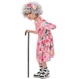 Old Lady Costume for Kids, Dress, Wig and Wand