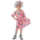 Old Lady Costume for Kids, Dress, Wig and Wand