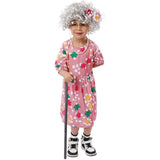 Old Lady Costume for Kids, Dress, Wig and Wand