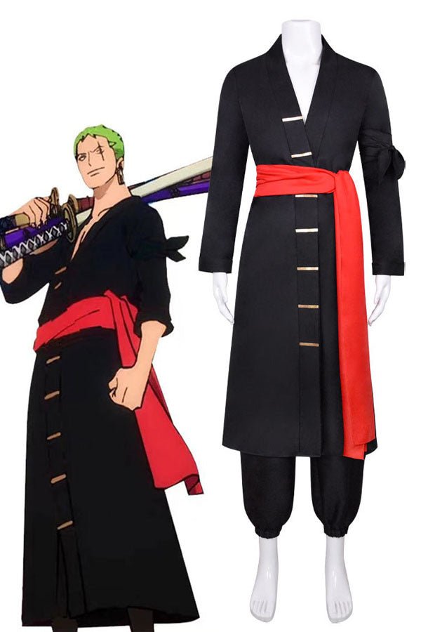 One Piece Wano Country Roronoa Zoro Cosplay Costume Black