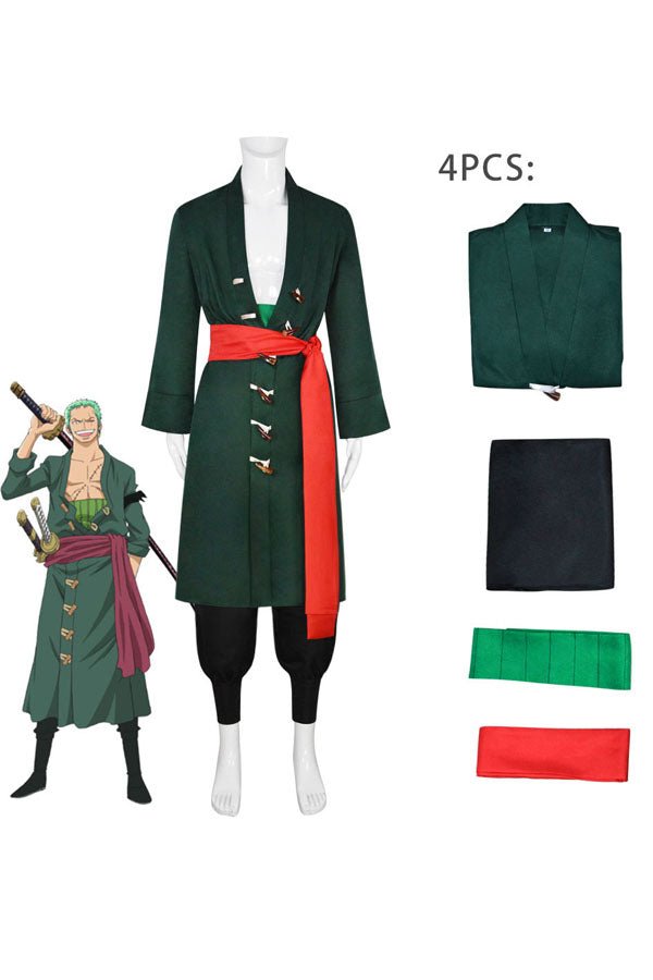 One Piece Wano Country Roronoa Zoro Cosplay Costume Green