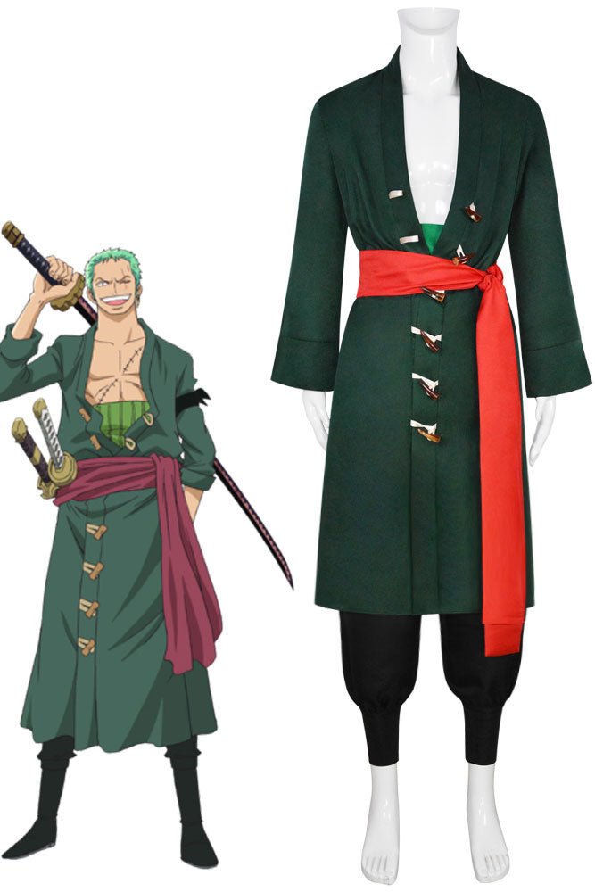 One Piece Wano Country Roronoa Zoro Cosplay Costume Green