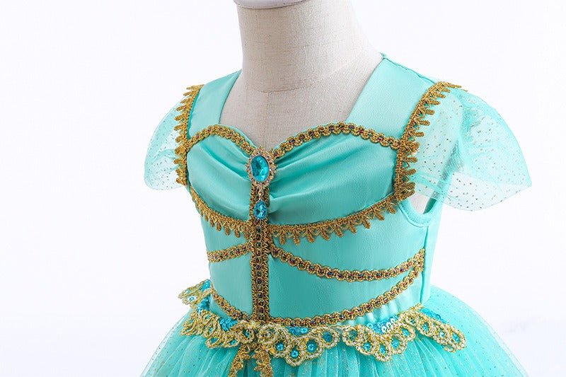 Princess Jasmine Dress for Girls, Headpiece Included