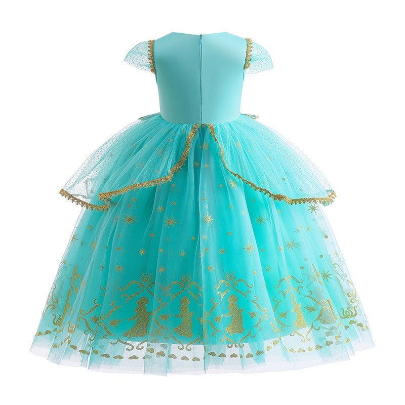 Princess Jasmine Dress for Girls, Headpiece Included