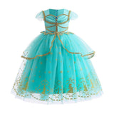 Princess Jasmine Dress for Girls, Headpiece Included