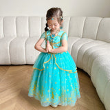 Princess Jasmine Dress for Girls, Headpiece Included