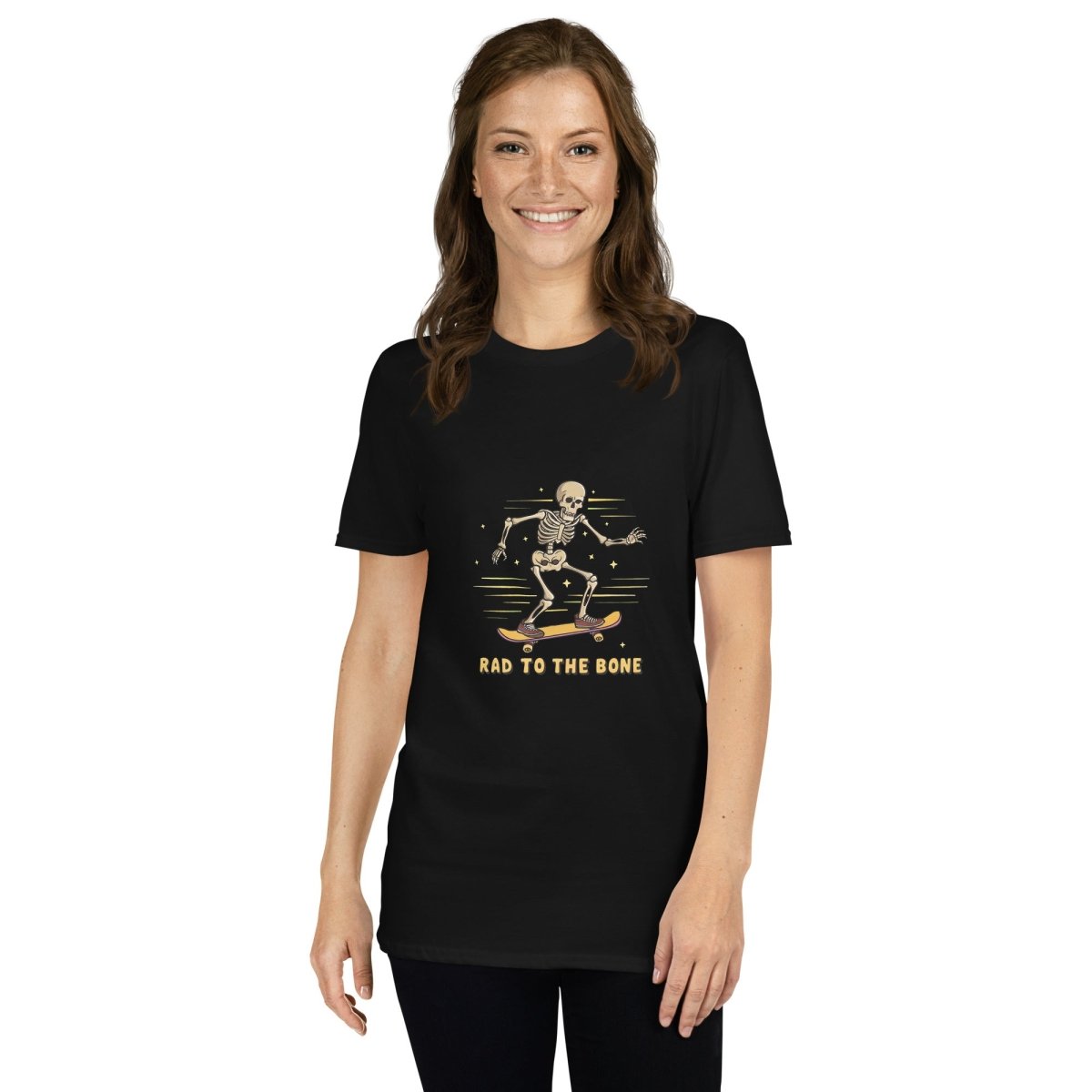 Rad To The Bone, Skateboarding Skeleton T Shirt. Unisex