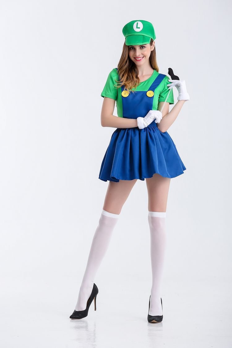 Super Mario Luigi Dress Costume For Women