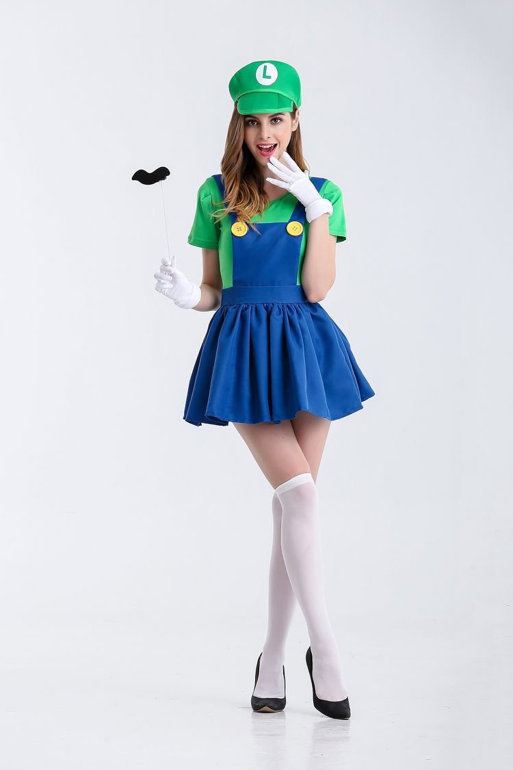 Super Mario Luigi Dress Costume For Women