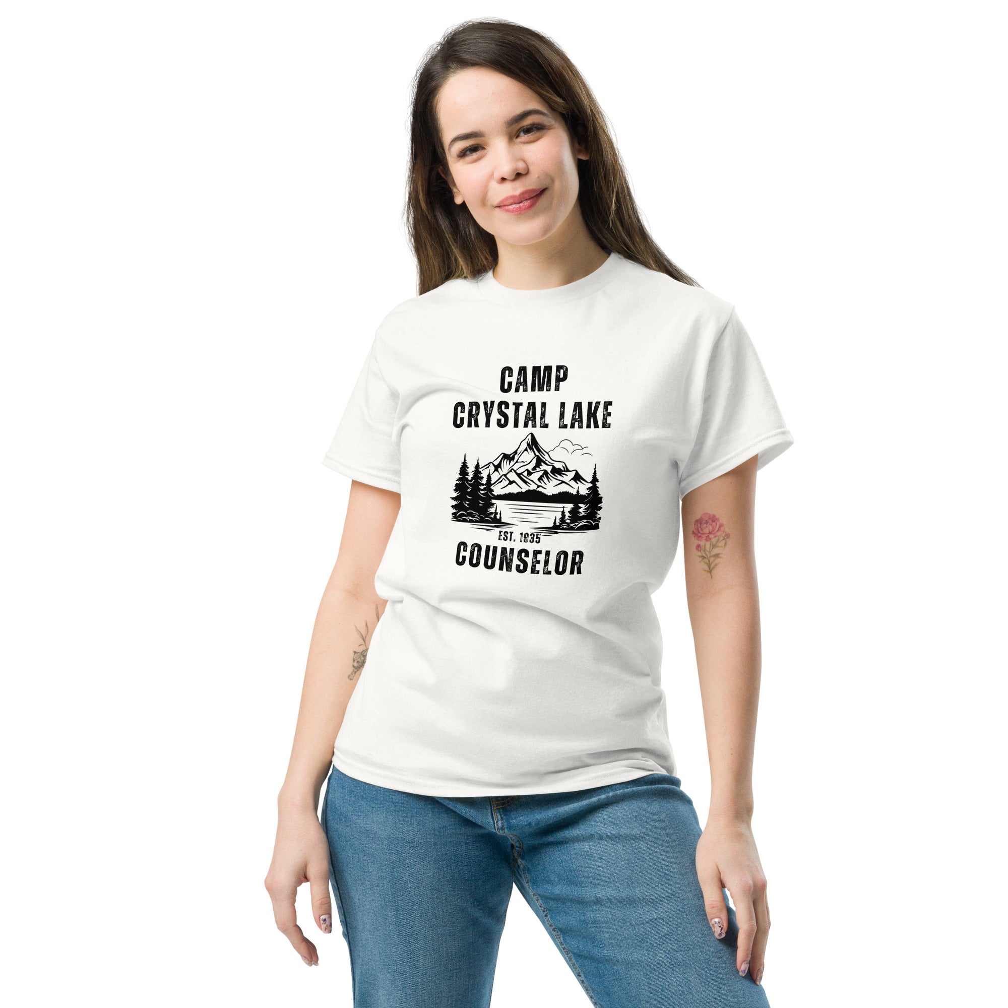 Camp Crystal Lake Counselor T Shirt, Halloween Shirt, White, Unisex