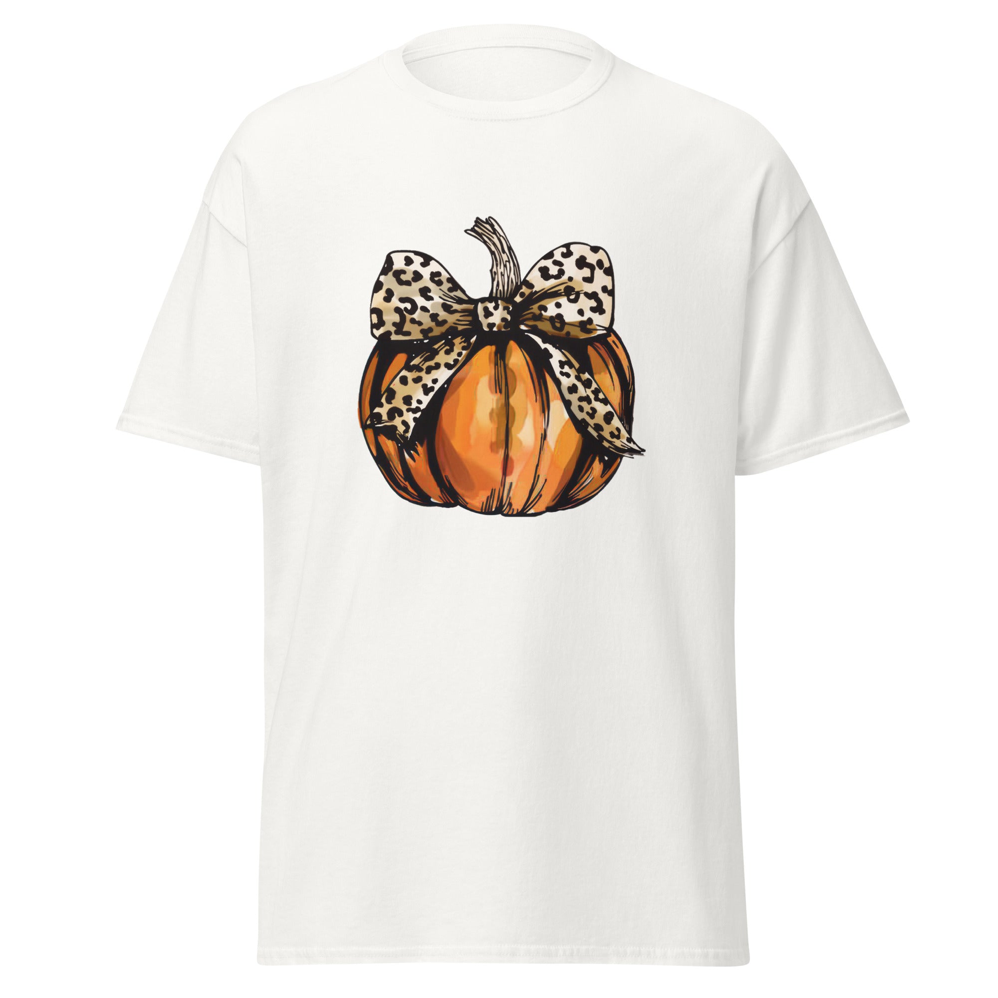 Leopard Print Pumpkin Halloween T Shirt for Women